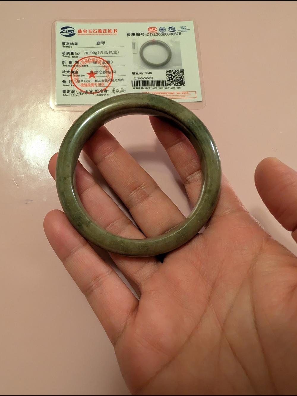 Natural olive Green Burmese Jadeite Jade Bangle Bracelet 58.4 mm